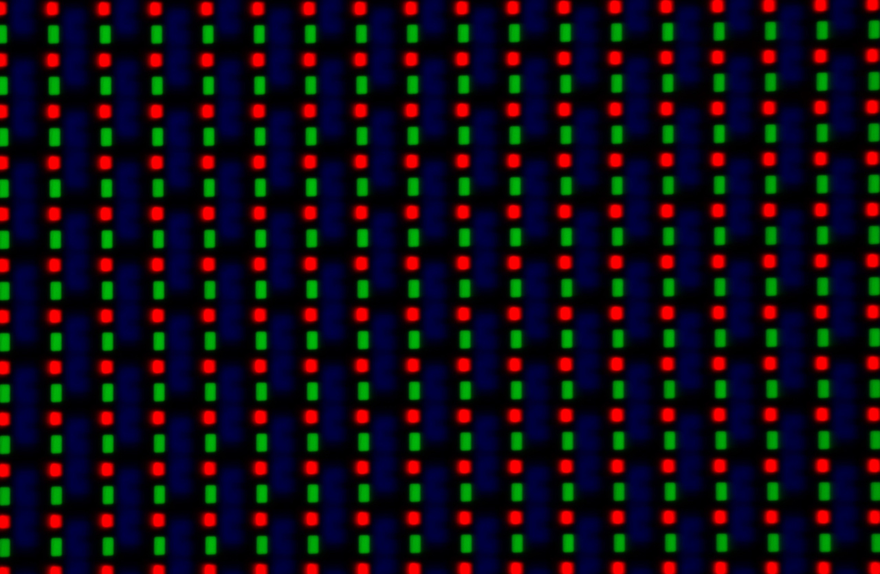 Die Sub-Pixel des Displays in der Nahaufnahme.